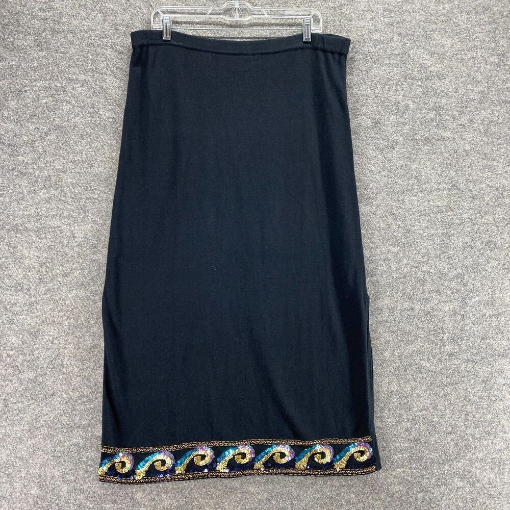 Carol Patterson Skirt Women M Medium Black Sequin Pull On Maxi Long Mid Rise